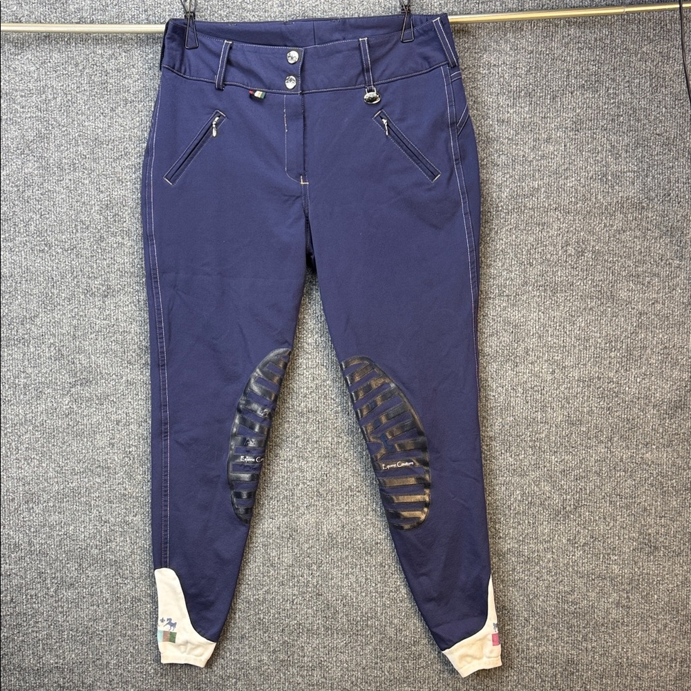 Equine Couture Navy Women's Riding Pants with Grippy Knee Patches Size 28